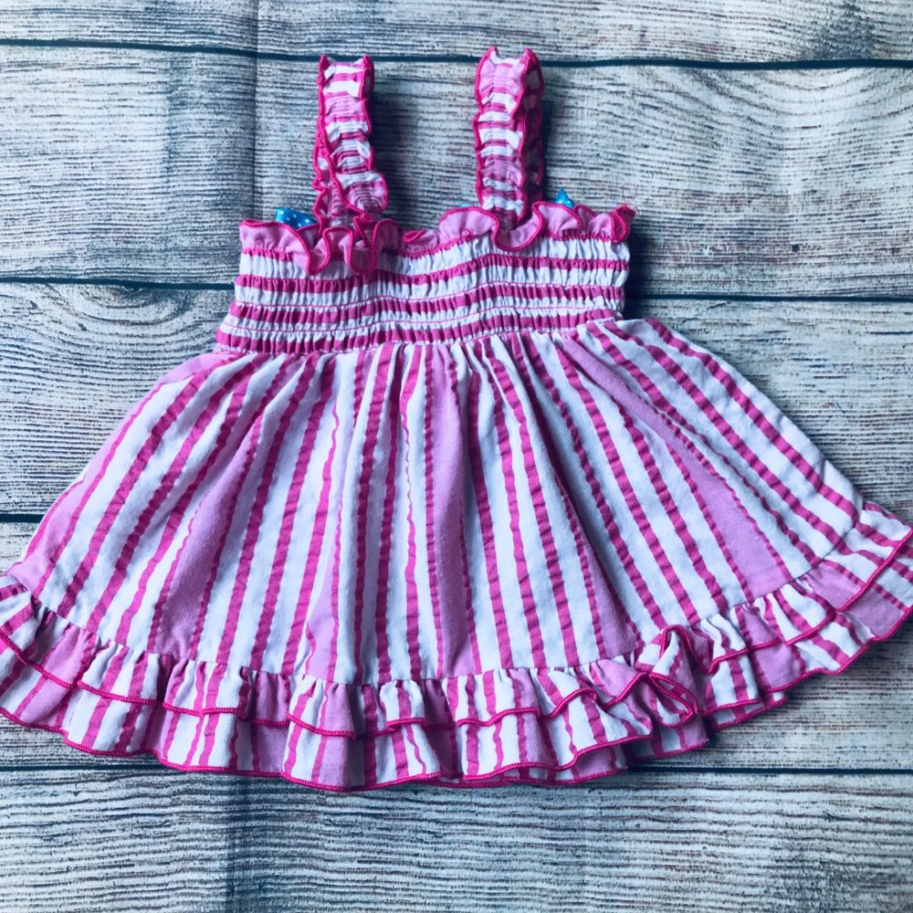 Baby Girl sz 9m Goodlad Beach Print Dress +NWT Bow - Picture 3 of 5